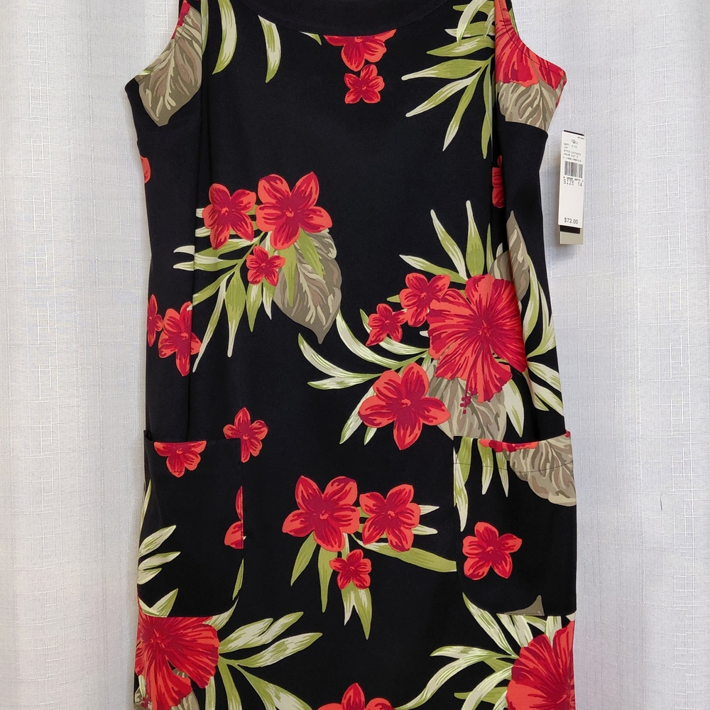Floral Sleeveless Dress - Black and Red